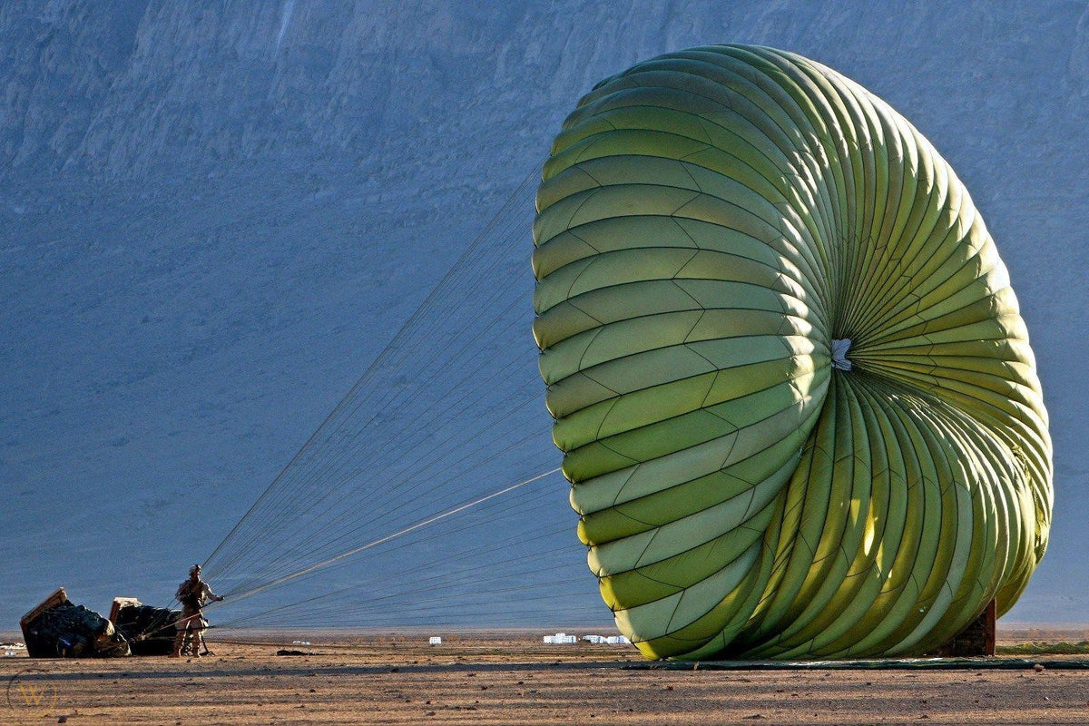 parachute gear for sale Vintage US Military Green 100 FT Diameter G-11 Cargo Parachute – camoLOTS.com