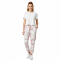 Fleece Sweatpants Joggers Rose Crush Pink and White Tie-Dye