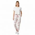 Fleece Sweatpants Joggers Rose Crush Pink and White Tie-Dye