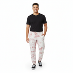 Fleece Sweatpants Joggers Rose Crush Pink and White Tie-Dye