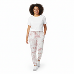 Fleece Sweatpants Joggers Rose Crush Pink and White Tie-Dye