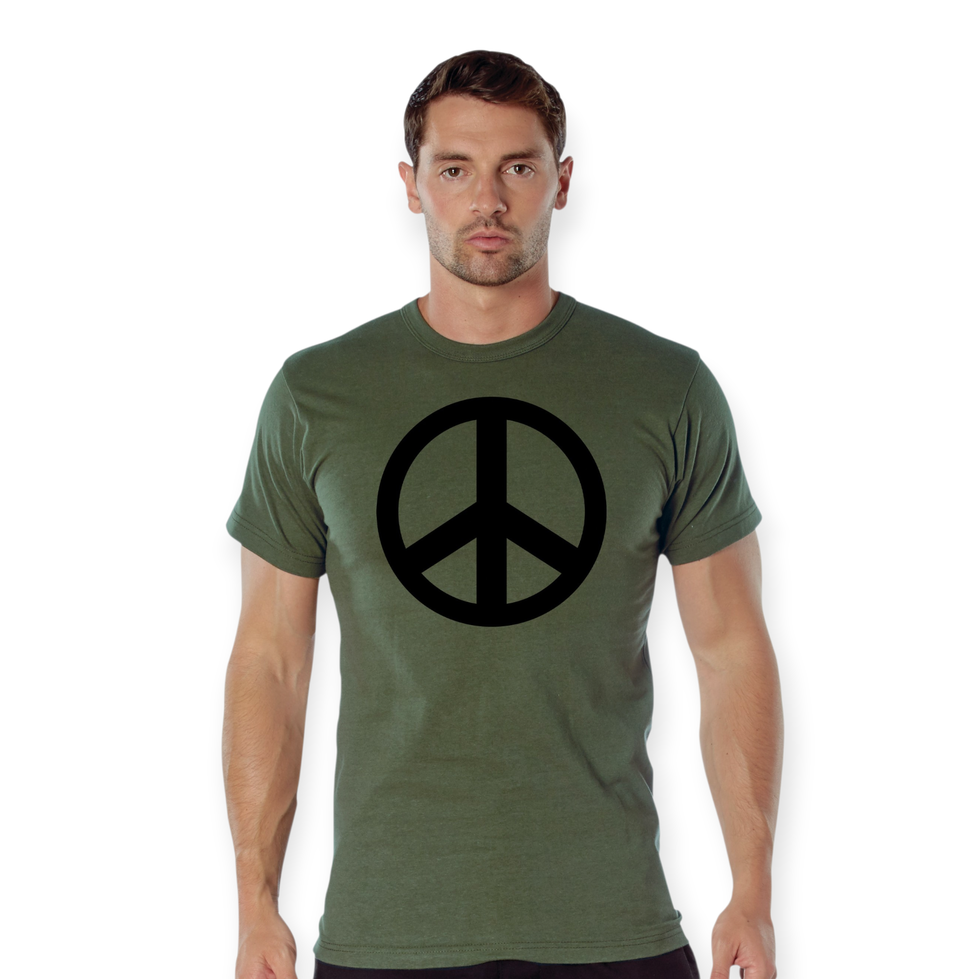 Graphic Print T-shirt / Olive Drab Peace