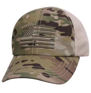 Tactical Mesh Back Cap With Embroidered US Flag