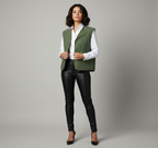 Vintage 1950s Belgian Quilted Cotton Vest / Olive Drab