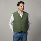 Vintage 1950s Belgian Quilted Cotton Vest / Olive Drab