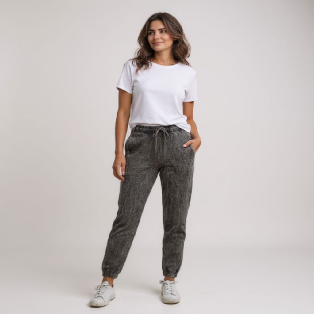 Fleece Mineral Wash Sweatpants Joggers Black