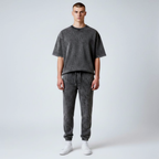 Fleece Mineral Wash Sweatpants Joggers Black