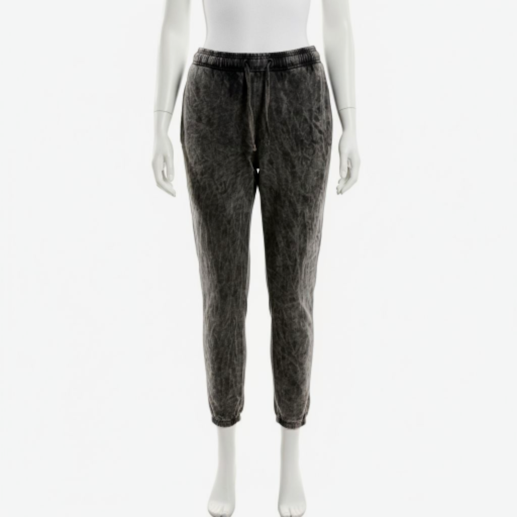 Fleece Mineral Wash Sweatpants Joggers Black