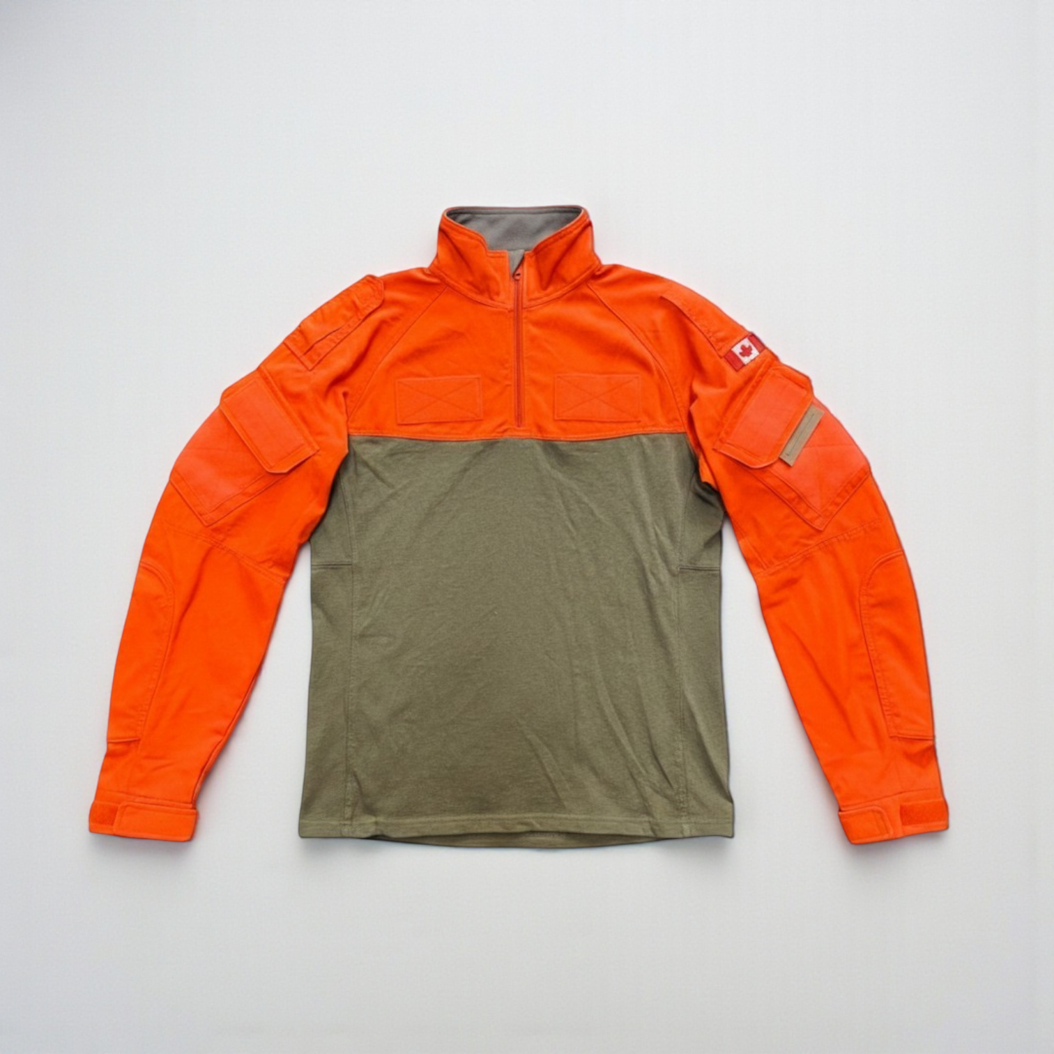 Canadian Forces SARTech Search and Rescue 1/4 Zip Pullover Sweater / Orange and Tan / Issued