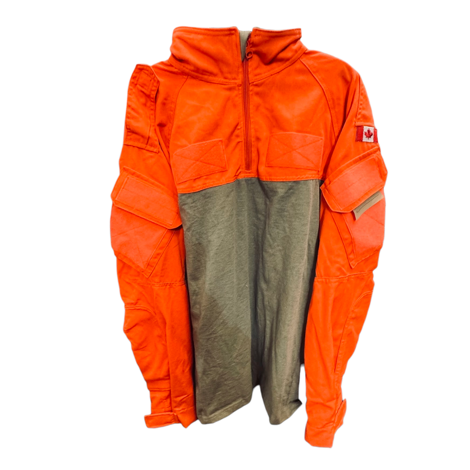 Canadian Forces SARTech Search and Rescue 1/4 Zip Pullover Sweater / Orange and Tan / Issued