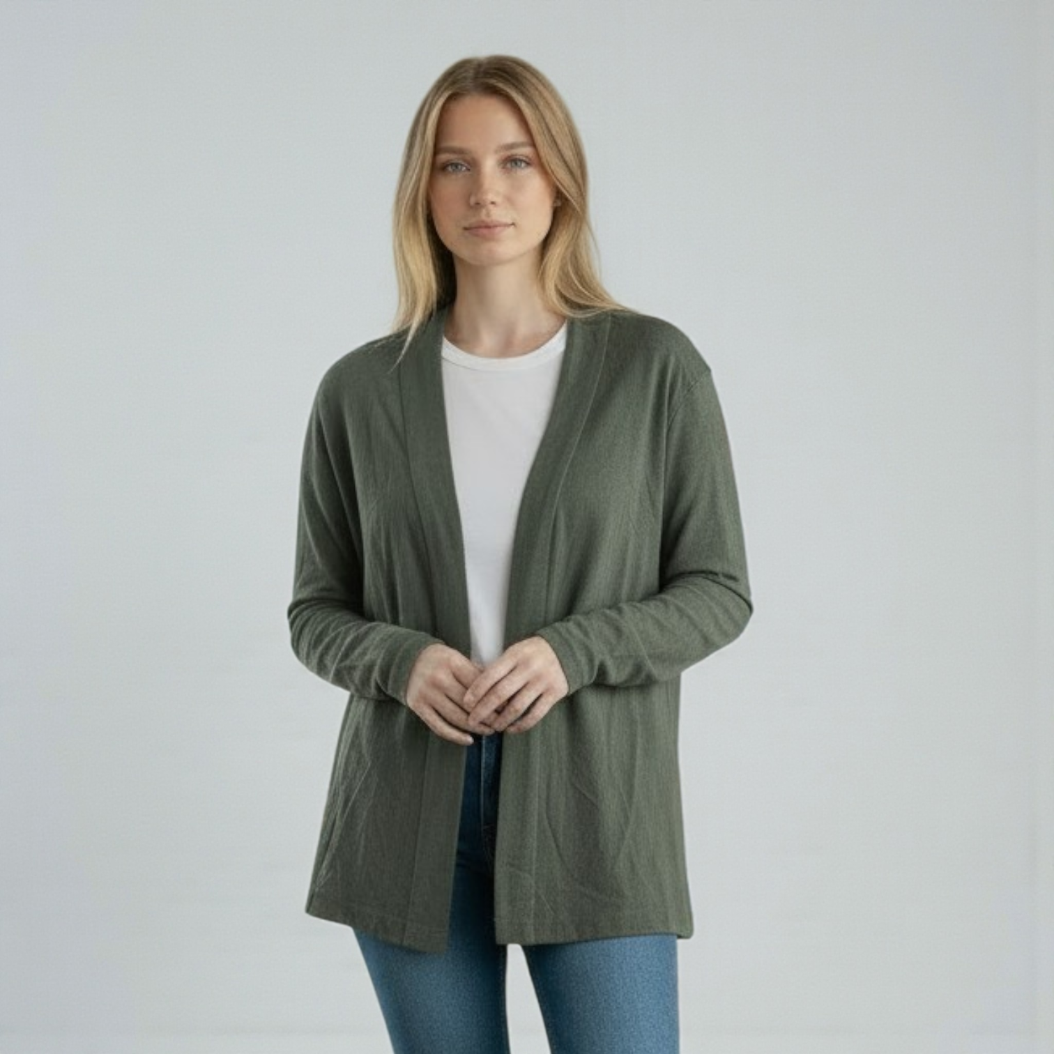 Vintage Canadian Military Women's Swing Front Cardigan / Olive Grey/ Issued