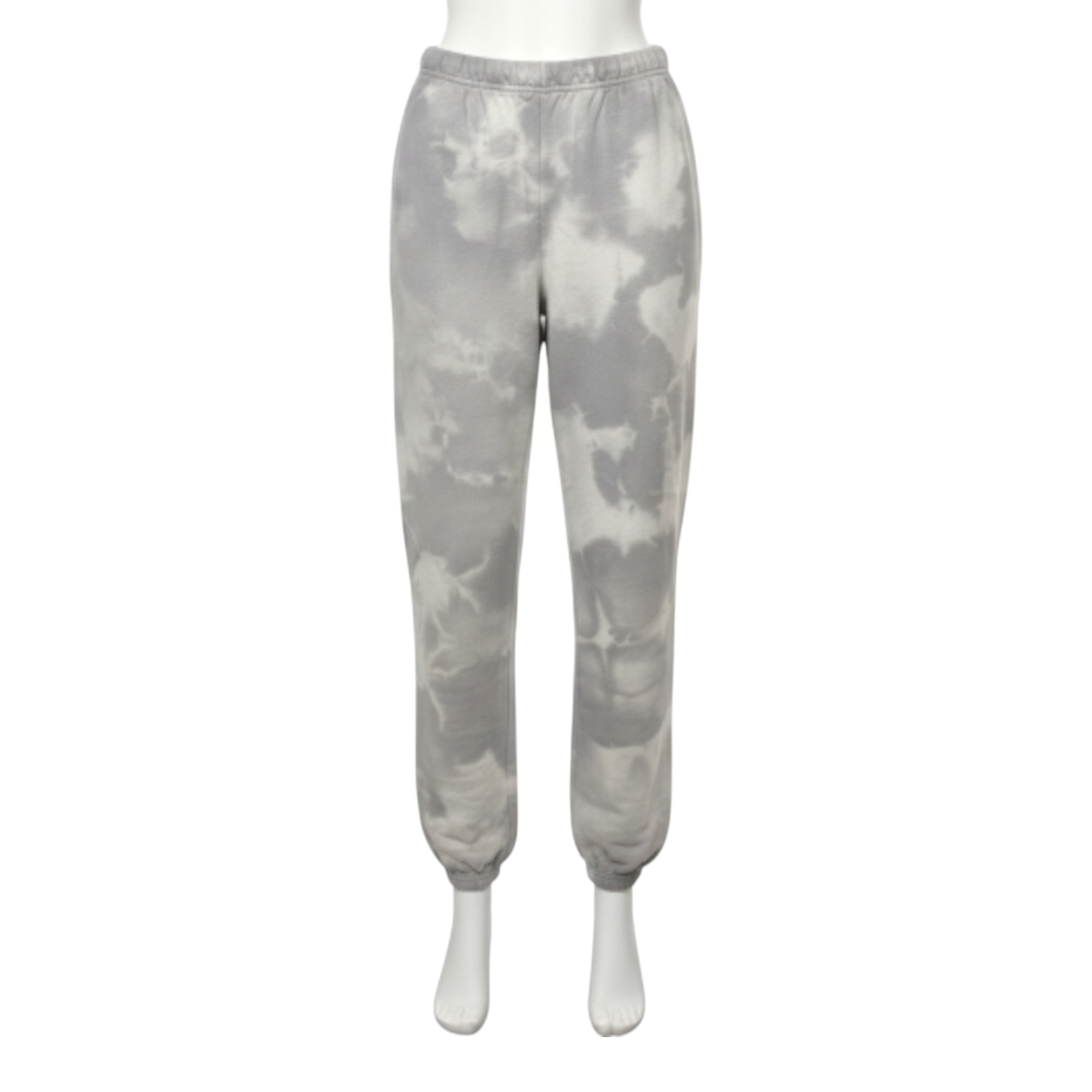 Fleece Sweatpants Joggers / Light Grey and White Crush Tie-Dye