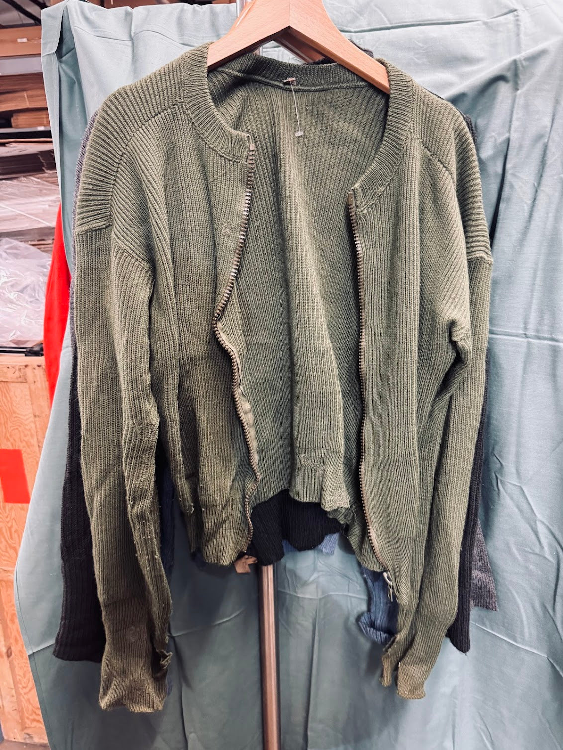 Swedish Army Full Zip Up Knit Cardigan / Used Excellent