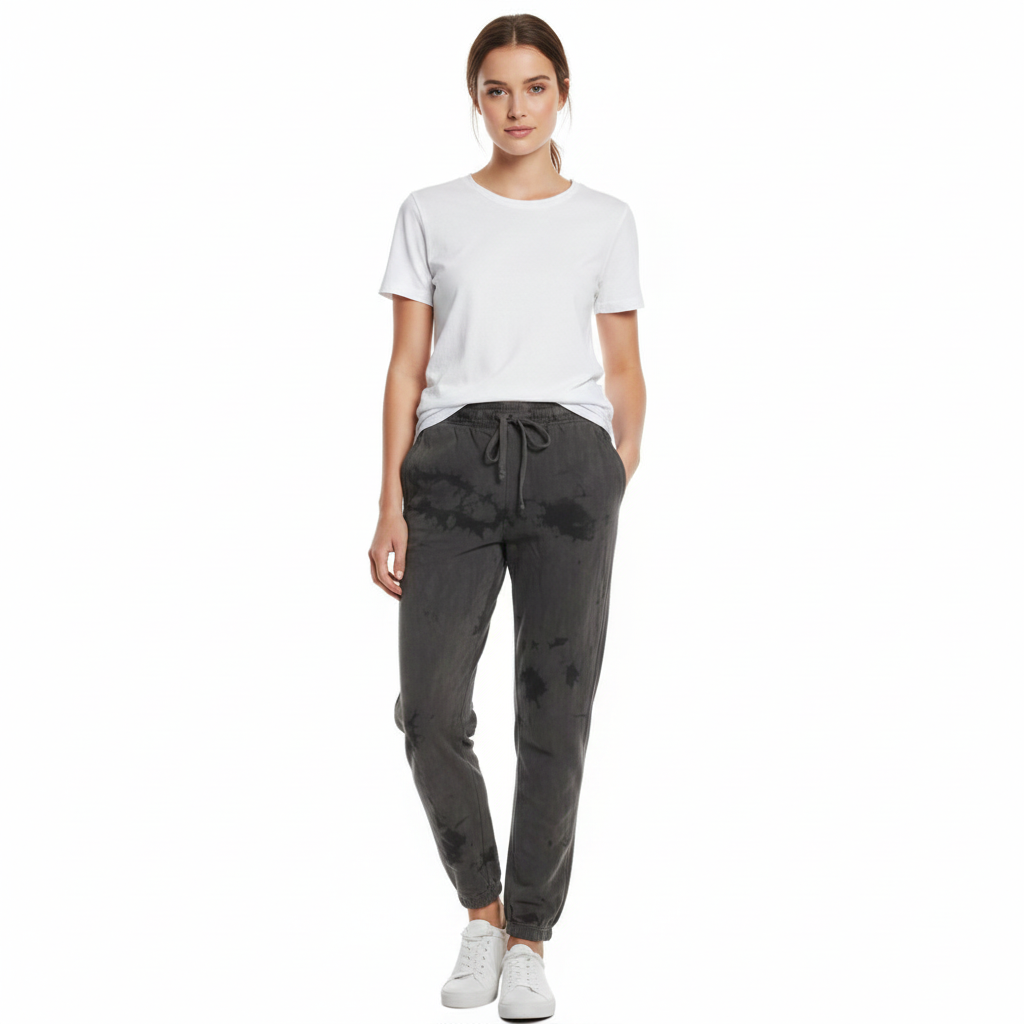 Fleece Crush Sweatpants Joggers Obsidian Black and Gray Tie-Dye