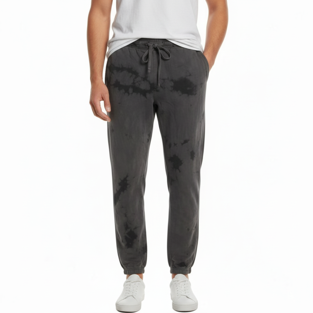 Fleece Crush Sweatpants Joggers Obsidian Black and Gray Tie-Dye