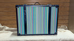 C. Wonder Blue Striped Canvas Decorative Retro Luggage