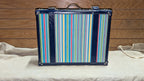 C. Wonder Blue Striped Canvas Decorative Retro Luggage