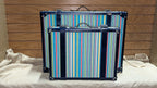 C. Wonder Blue Striped Canvas Decorative Retro Luggage