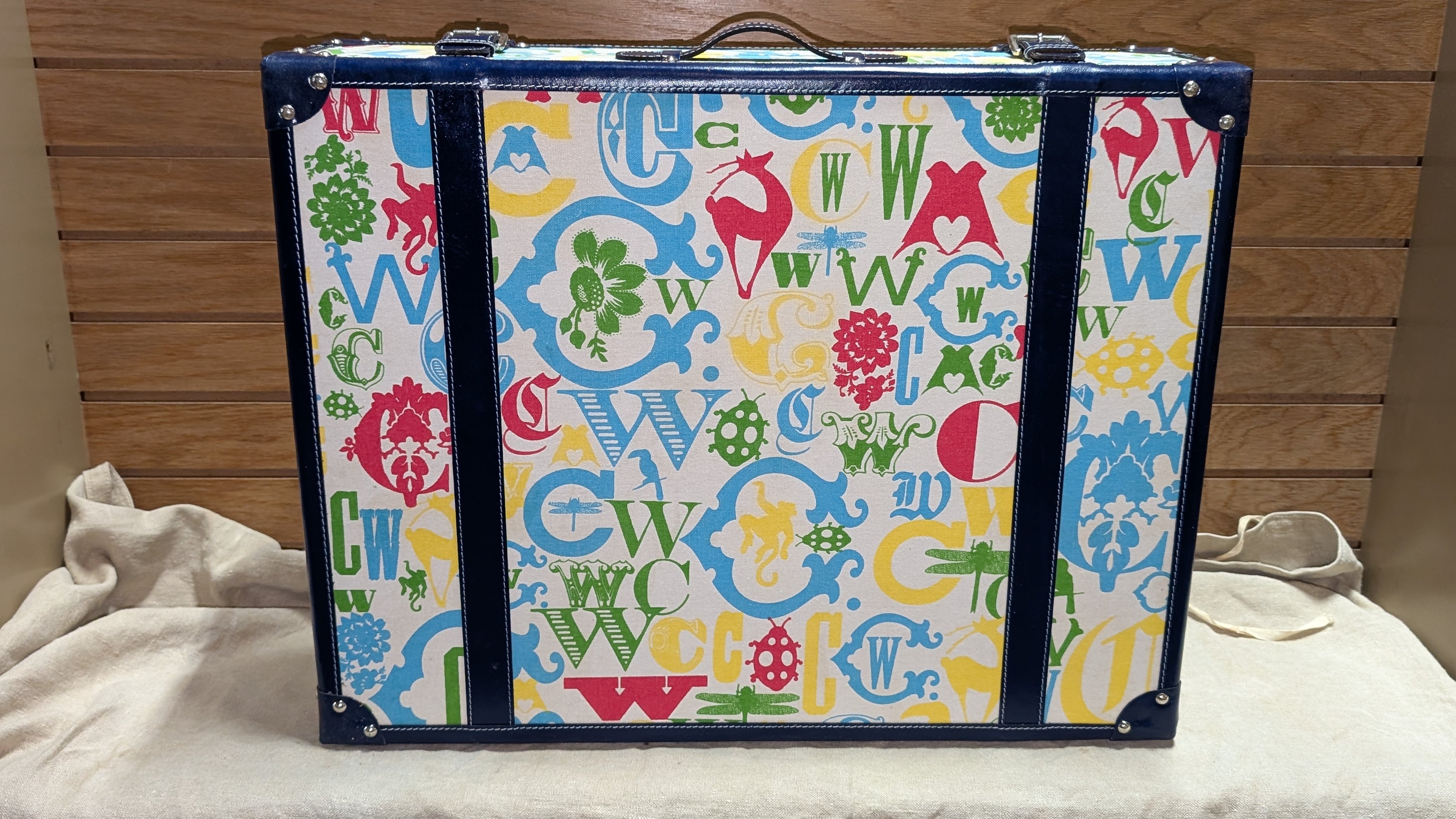 C. Wonder Whimsical Blue and White Decorative Retro Luggage