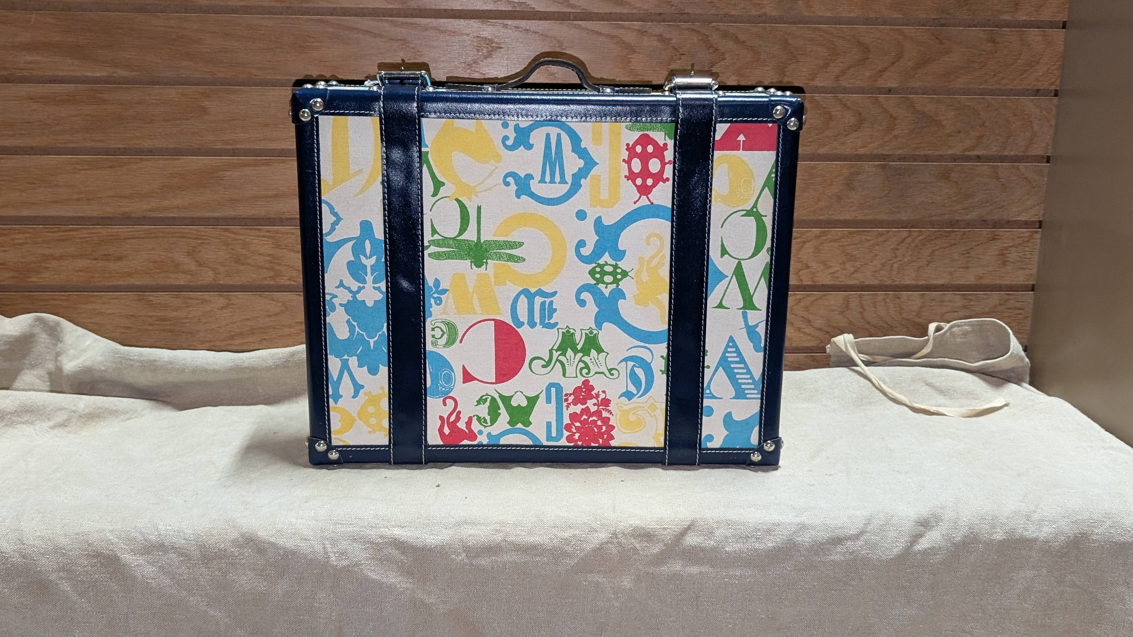 C. Wonder Whimsical Blue and White Decorative Retro Luggage