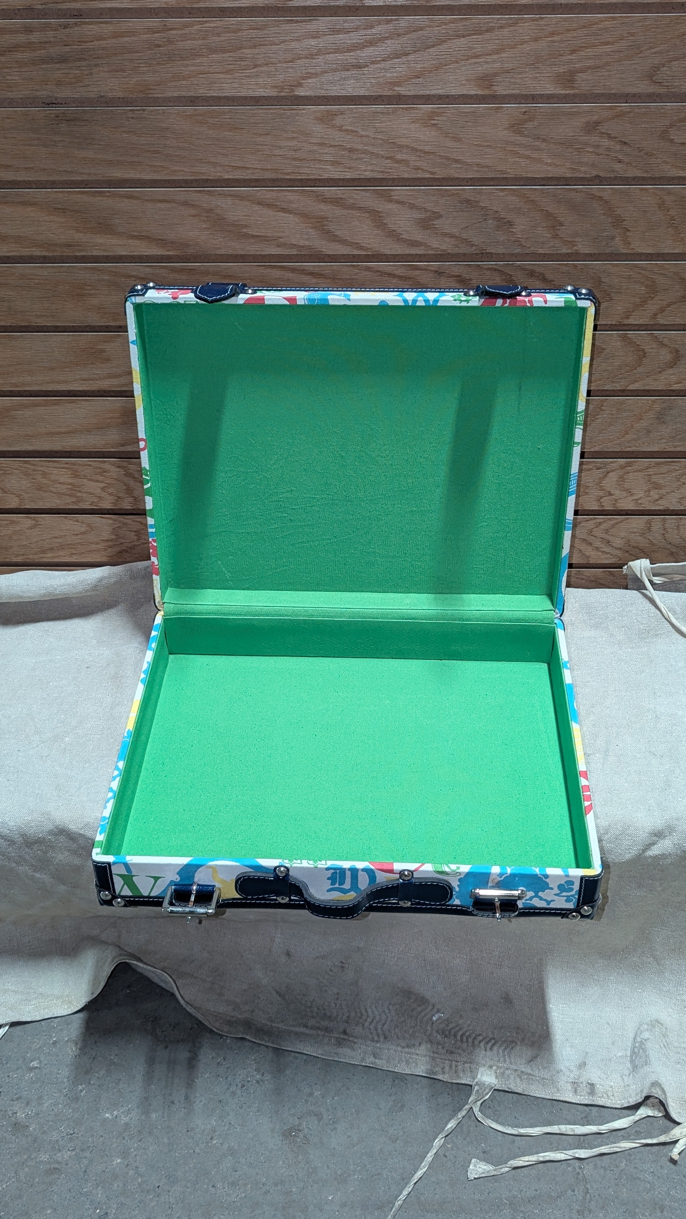 C. Wonder Whimsical Blue and White Decorative Retro Luggage