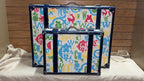 C. Wonder Whimsical Blue and White Decorative Retro Luggage