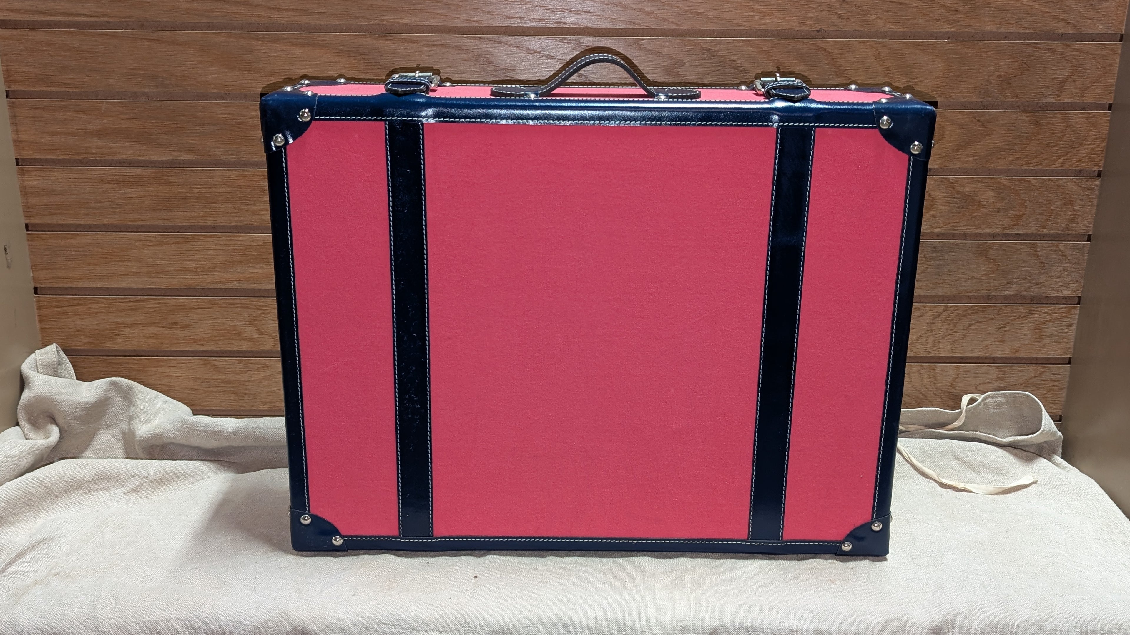 C Wonder Persimmon and Navy Canvas Decorative Retro Luggage