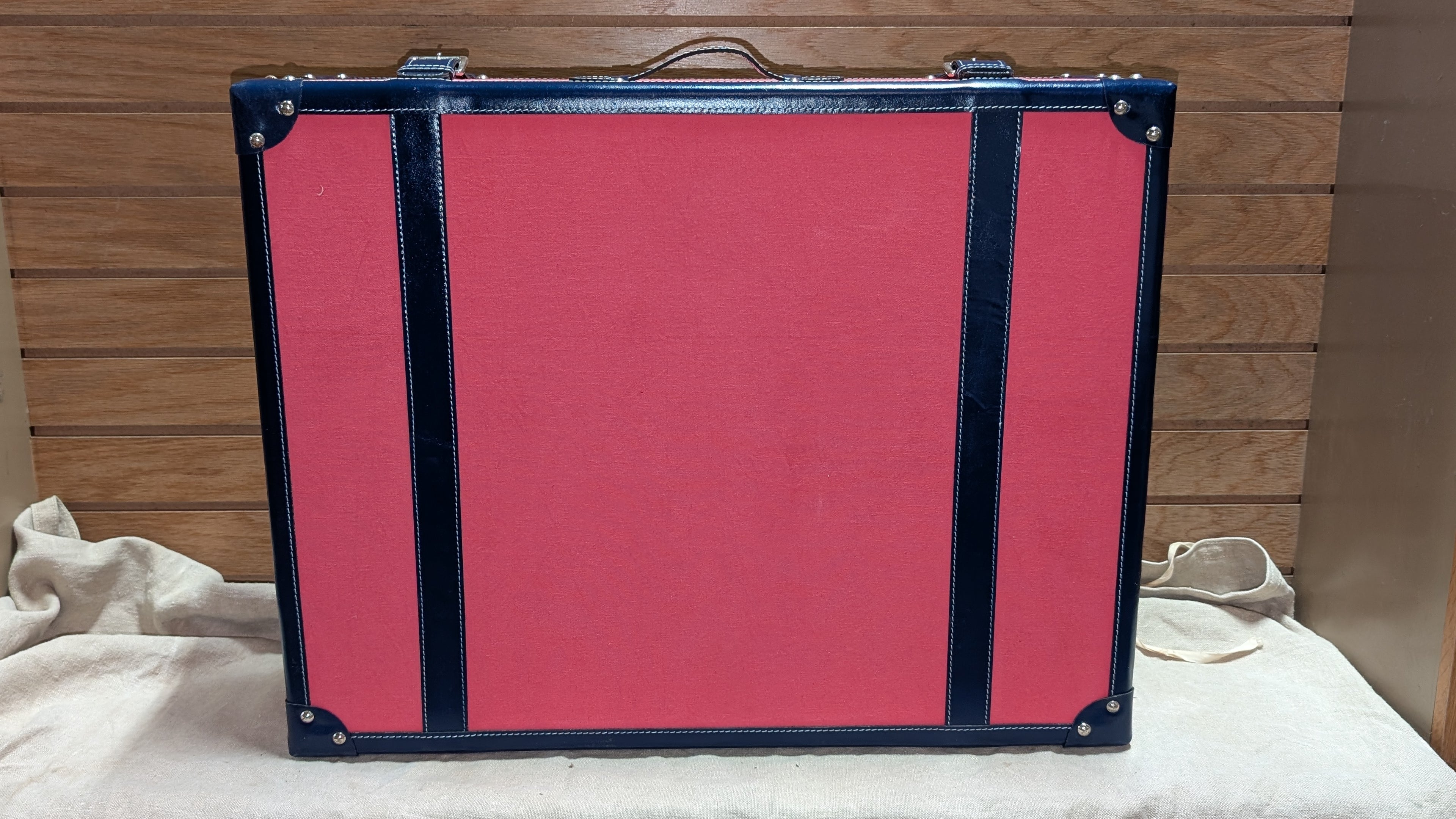 C Wonder Persimmon and Navy Canvas Decorative Retro Luggage