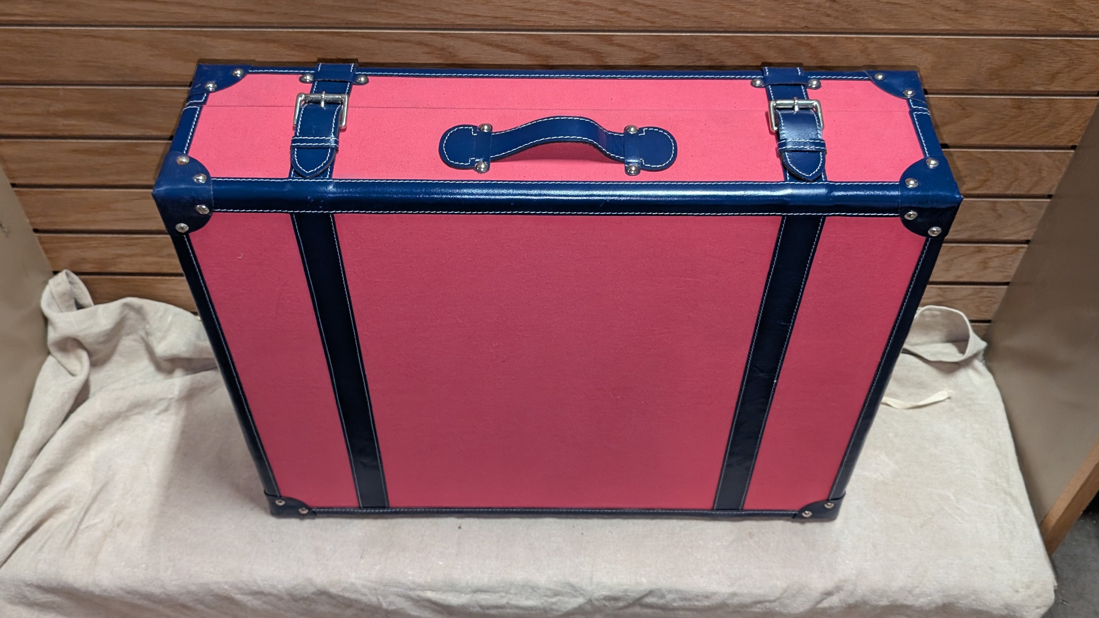 C Wonder Persimmon and Navy Canvas Decorative Retro Luggage