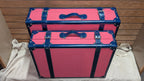 C Wonder Persimmon and Navy Canvas Decorative Retro Luggage
