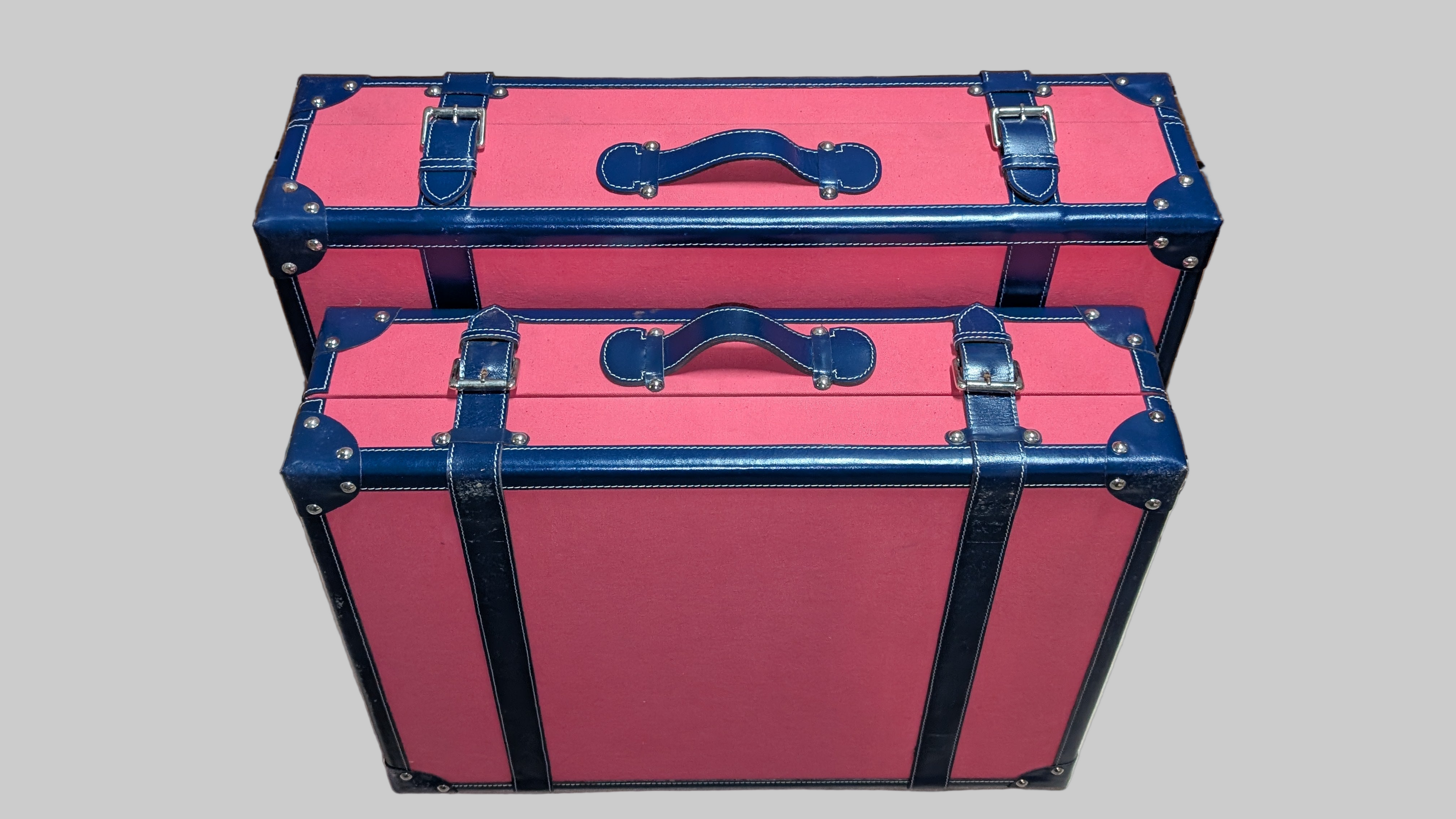 C Wonder Persimmon and Navy Canvas Decorative Retro Luggage