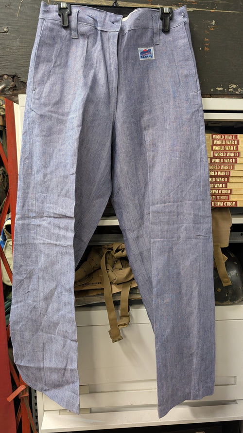 60s French Sailor Pants, Ramie Linen *Very Rare and New with Navy Patch*