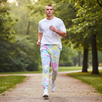 Fleece Dream Sweatpants Joggers Pastel Rainbow Pink, Blue, Purple and Yellow Tie-Dye