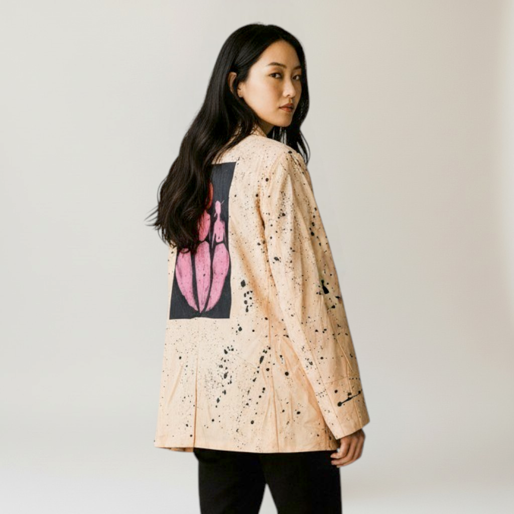 Upcycled Hand Panted East German Military Blazer/ Peach Storm Ritter Cool People (NYC)