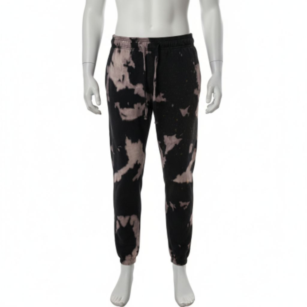 Fleece Bleach Wash Sweatpants Joggers Anubis Black and Grey Tie-Dye *Limited*