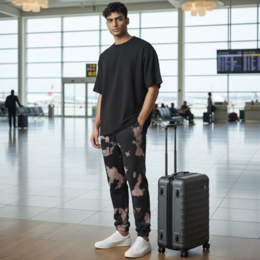 Fleece Bleach Wash Sweatpants Joggers Anubis Black and Grey Tie-Dye *Limited*