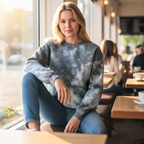 Fleece Crewneck Sweatshirt Pacific Black, Teal, Pink Tie Dye *Limited*