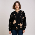 Fleece Bleach Wash Crewneck Sweatshirt Gobi Black and Tan Tie Dye *Limited*
