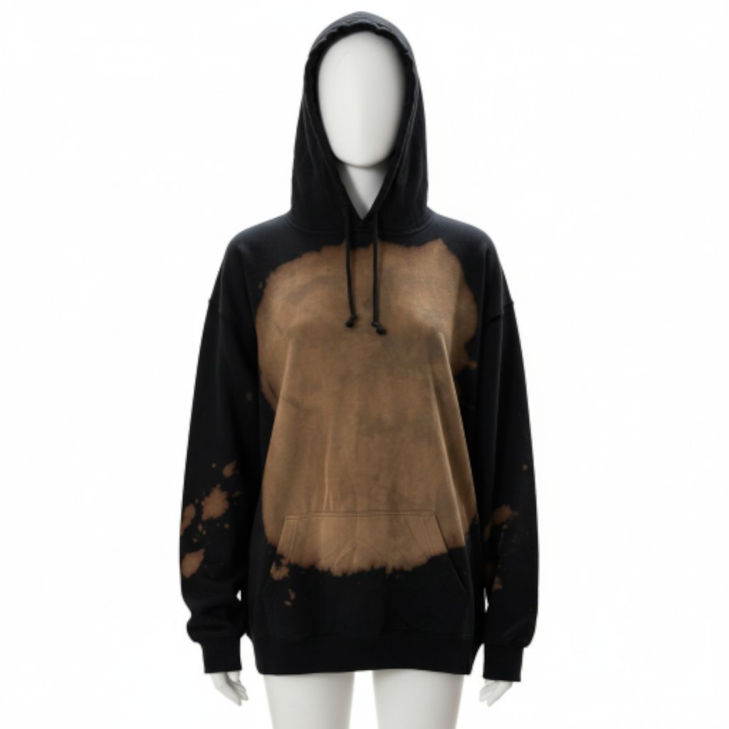 Fleece Bleach Wash Hoodie Giza Black and Brown Tie-Dye *Limited*