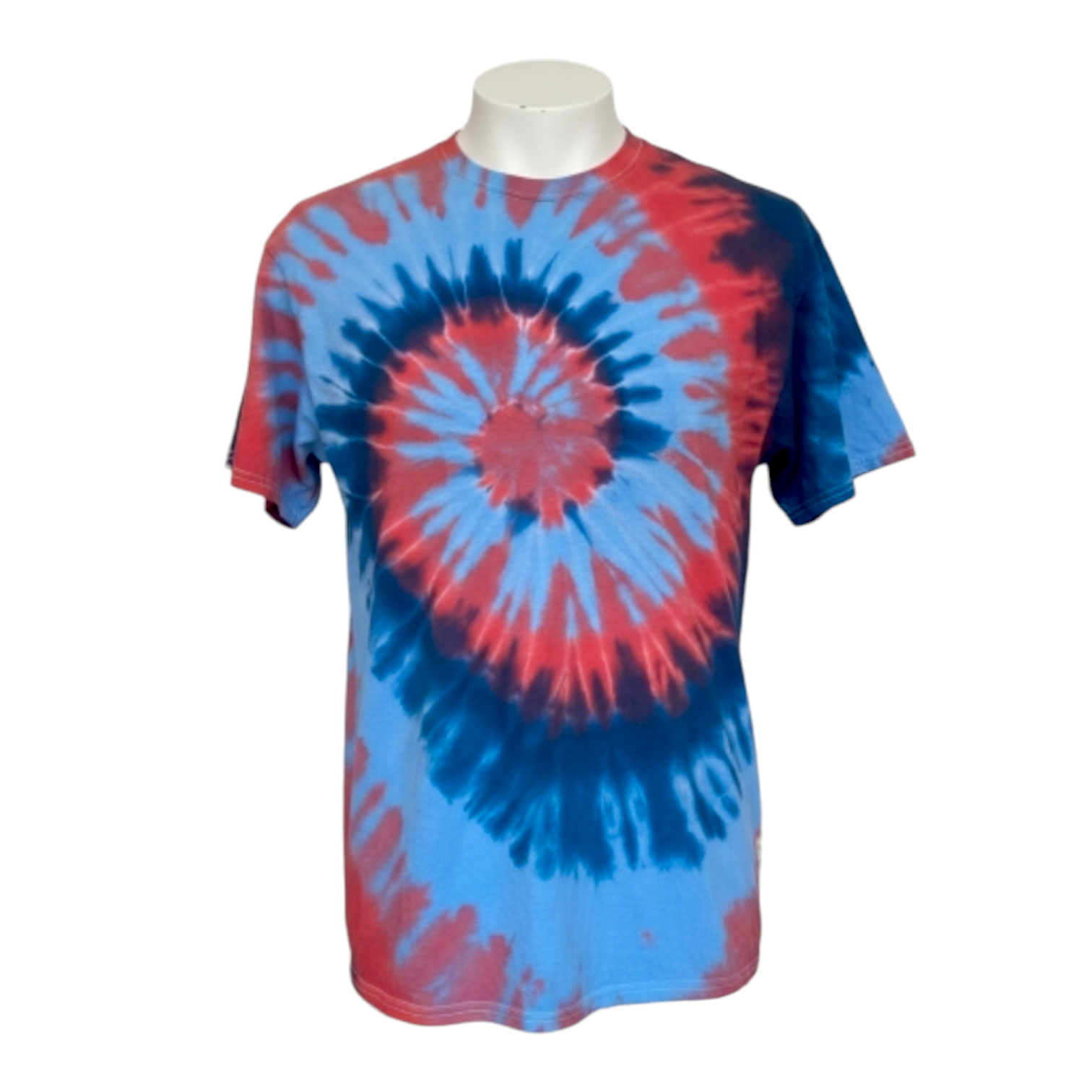 Preshrunk Cotton Americana Tie-Dye T-Shirt Americus Red White and Blue Swirl