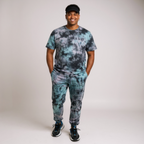 Fleece Sweatpants Joggers Pacific Black, Teal, and Pink Tie-Dye