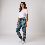 Fleece Sweatpants Joggers Pacific Black, Teal, and Pink Tie-Dye