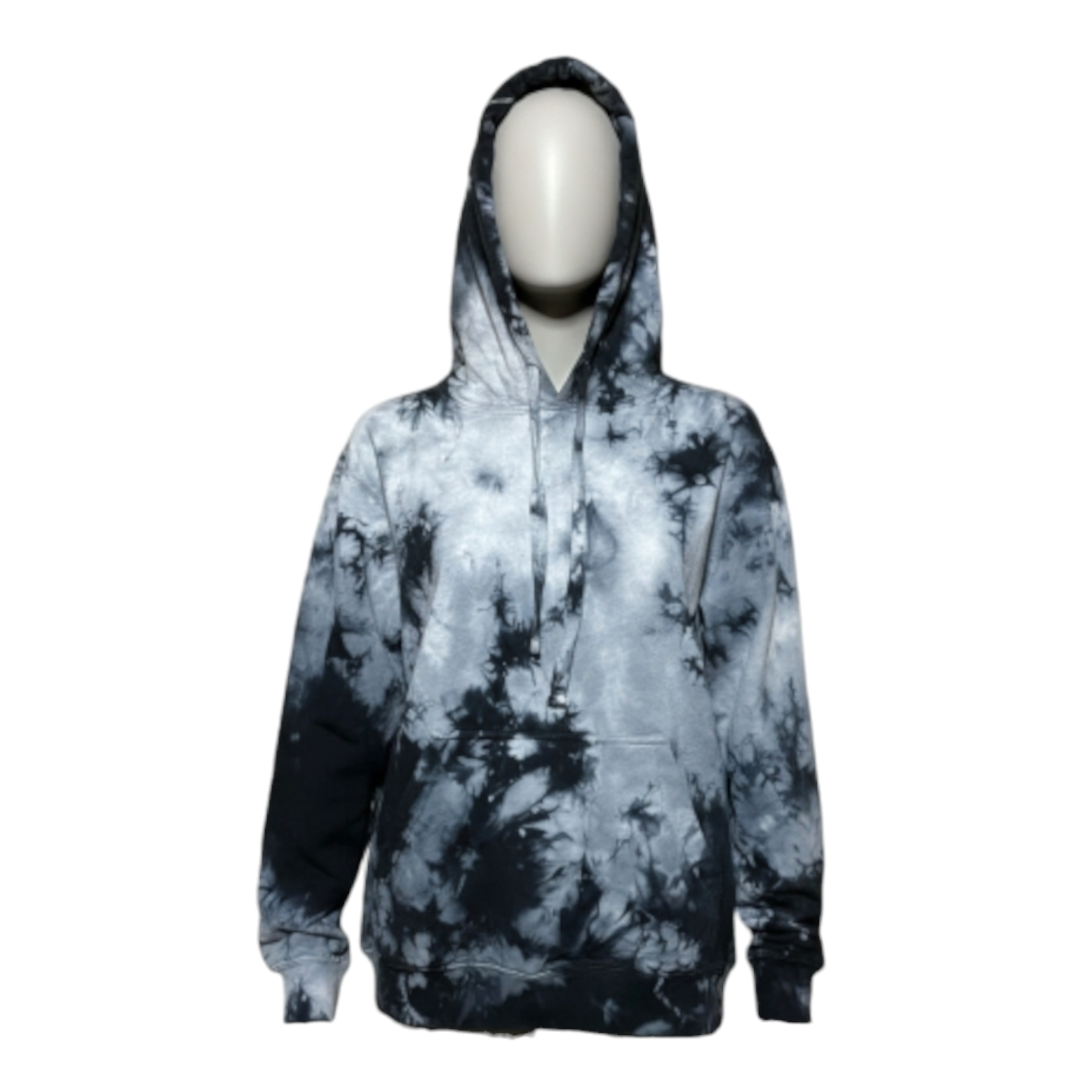 Fleece Hoodie Black Crush and Grey Tie-Dye
