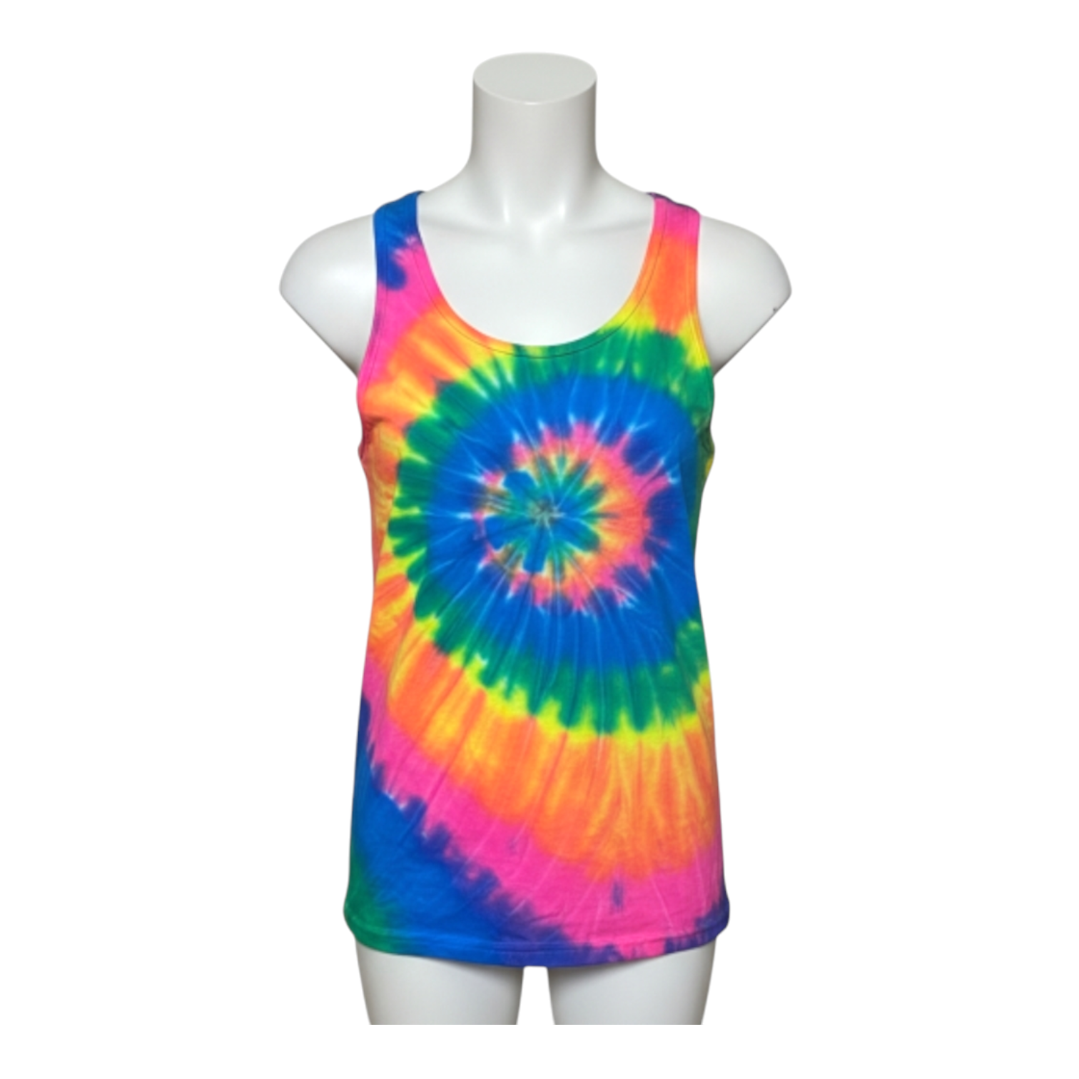 Preshrunk Cotton Tank Top Vest Classic Flo Rainbow Swirl Tie-Dye