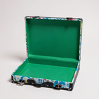 C. Wonder Whimsical Blue and White Decorative Retro Luggage