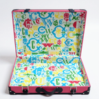 C Wonder Persimmon and Navy Canvas Decorative Retro Luggage