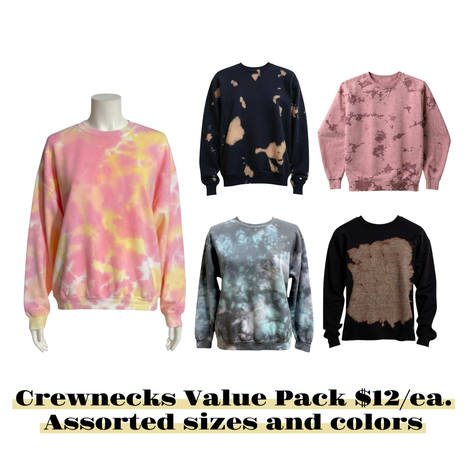 CamoDYED Crewnecks Value Pack / 10 Assorted Pieces