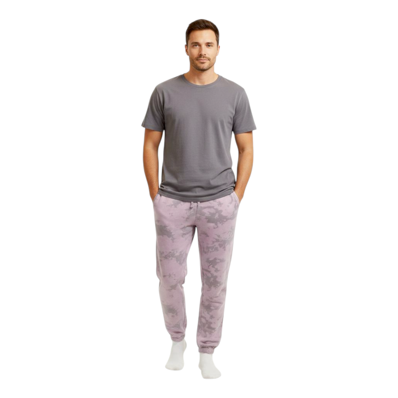 Fleece Sweatpants Joggers Quartz Pink and Grey Crush Tie-Dye