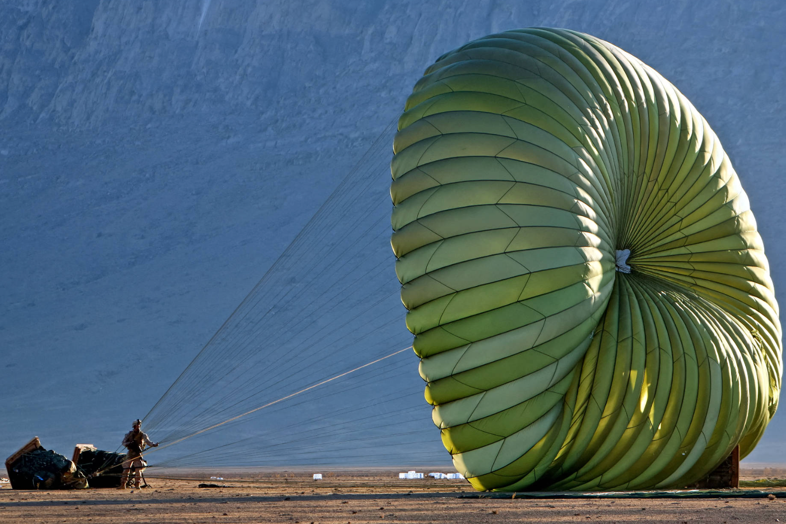 Vintage US Military Green 64 FT Diameter G-12 Cargo Parachute