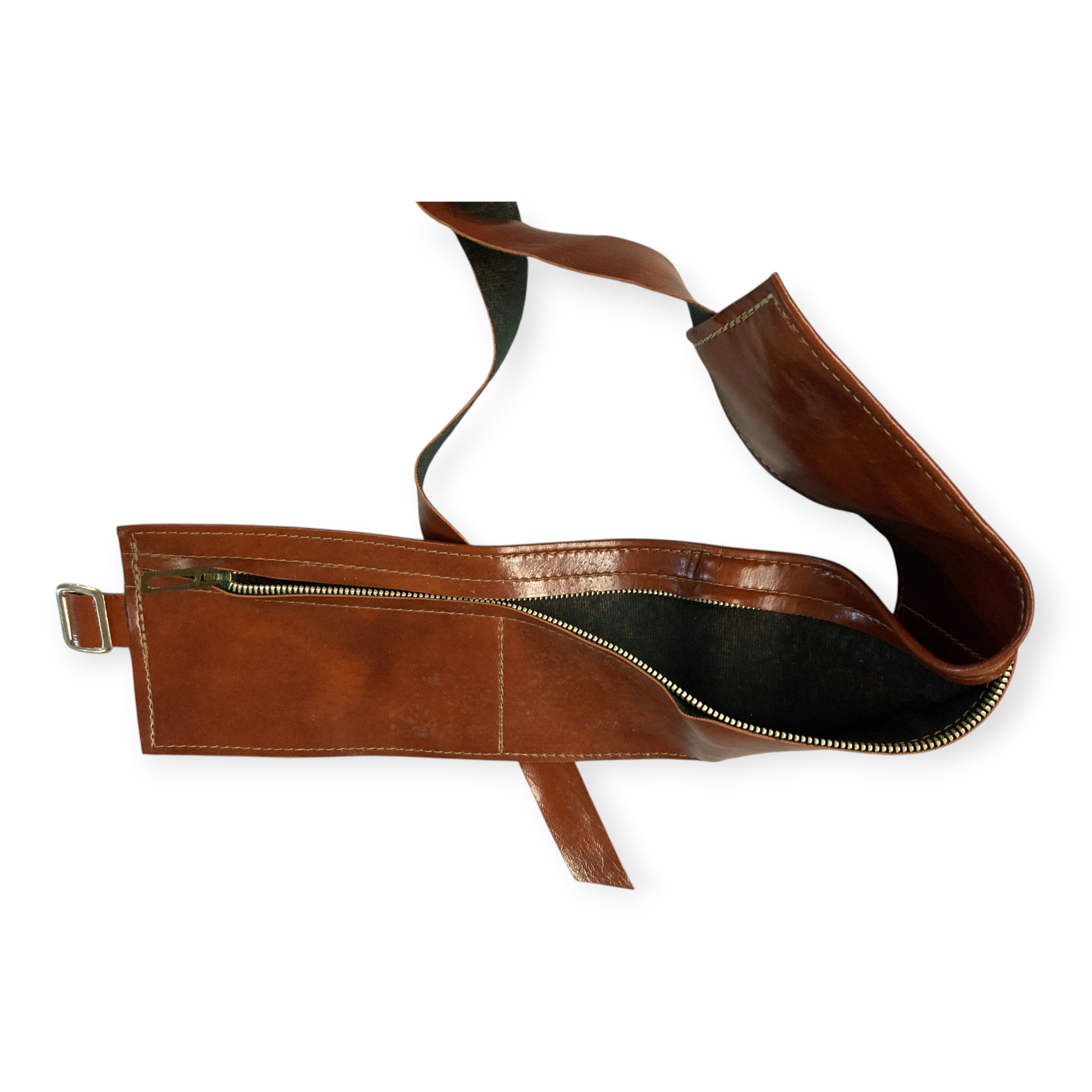 Leather Concealed Travel Belt Bag / Brown